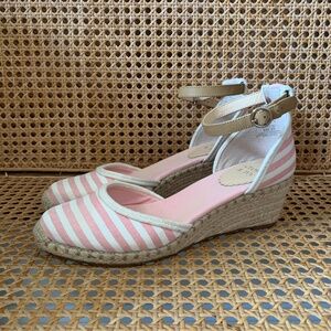 Crown & Ivy Pink White Striped Espadrilles 8